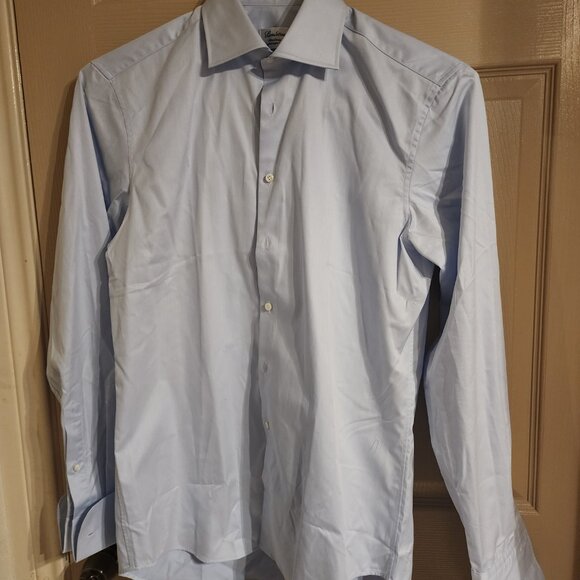 NWOT Stenströms Light Blue Fitted Two-Fold Super Cotton French Cuff Shirt 15.5 - Picture 2 of 7